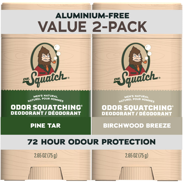 Dr. Squatch Natürliches Deodorant für Männer ohne Aluminium, mit Aktivkohle & Postbiotika für bis zu