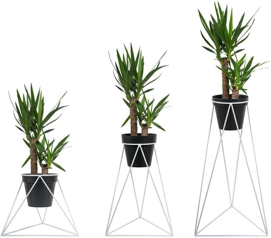 Blumenständer Metall | Weiss Pflanzenständer 40 cm Hoch für Töpfe mit 24 cm Ø | Solider und Minimali