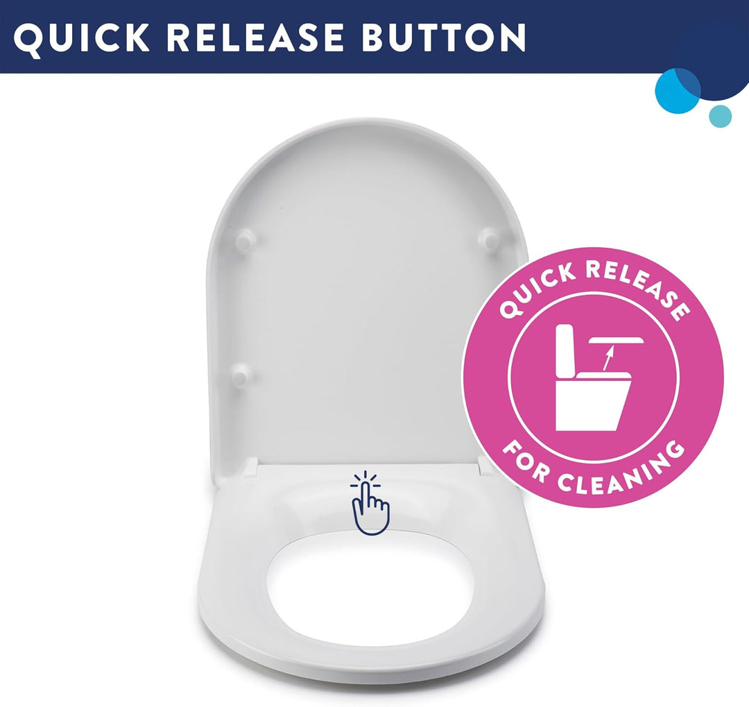 Croydex WL601522H Flexi-Fix Eyre D-förmiger WC-Sitz, passt nicht, rutscht nicht, langsam schliesst,