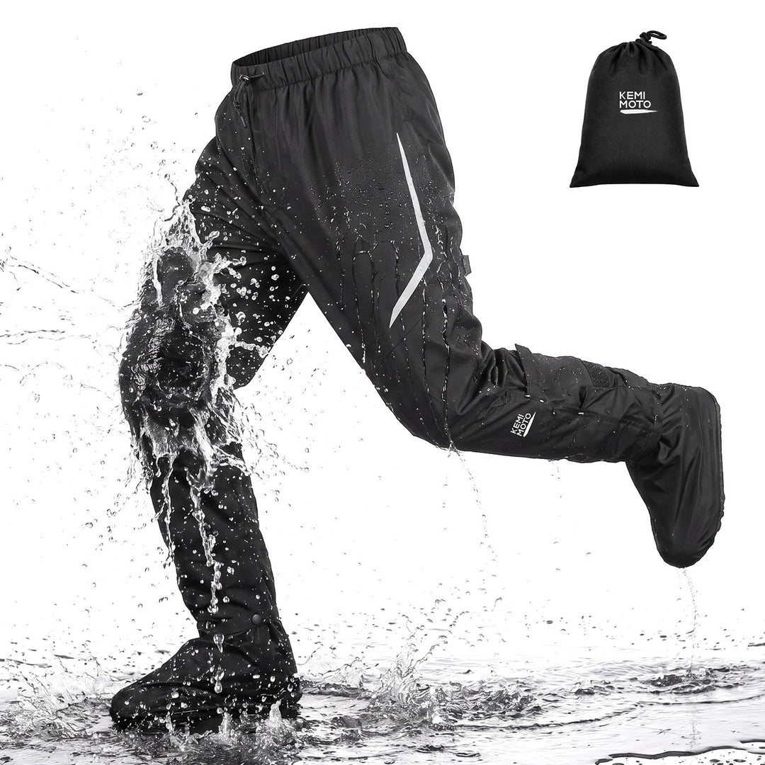KEMIMOTO wasserdichte Regenhose für Herren, Leichte Winddichte Wanderhose mit Transportbeutel, Fahrr