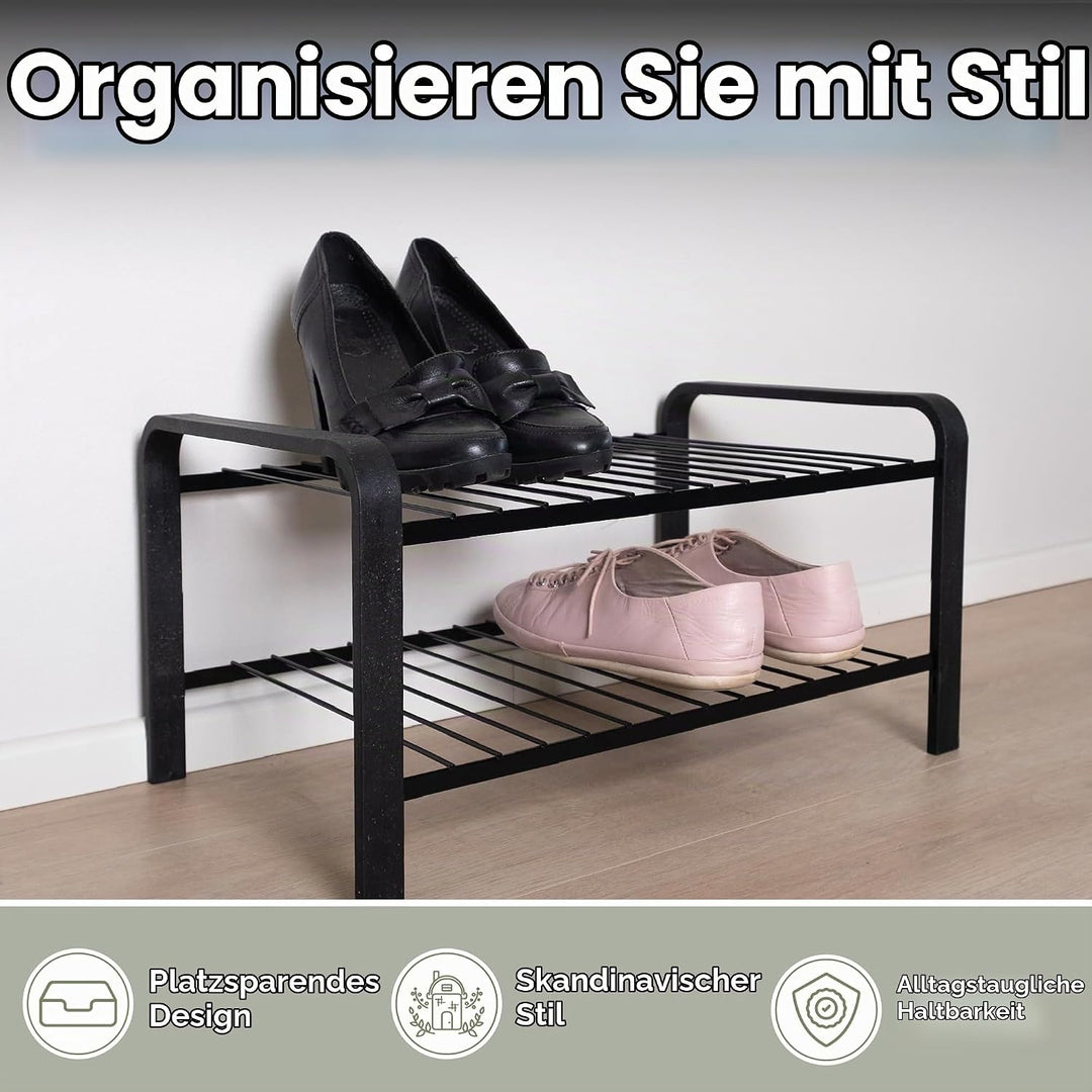 LM 390 Schuhregal aus Öko-Holz - pulverbeschichtetes Schuhregal platzsparend, 470 mm breite, ideal f