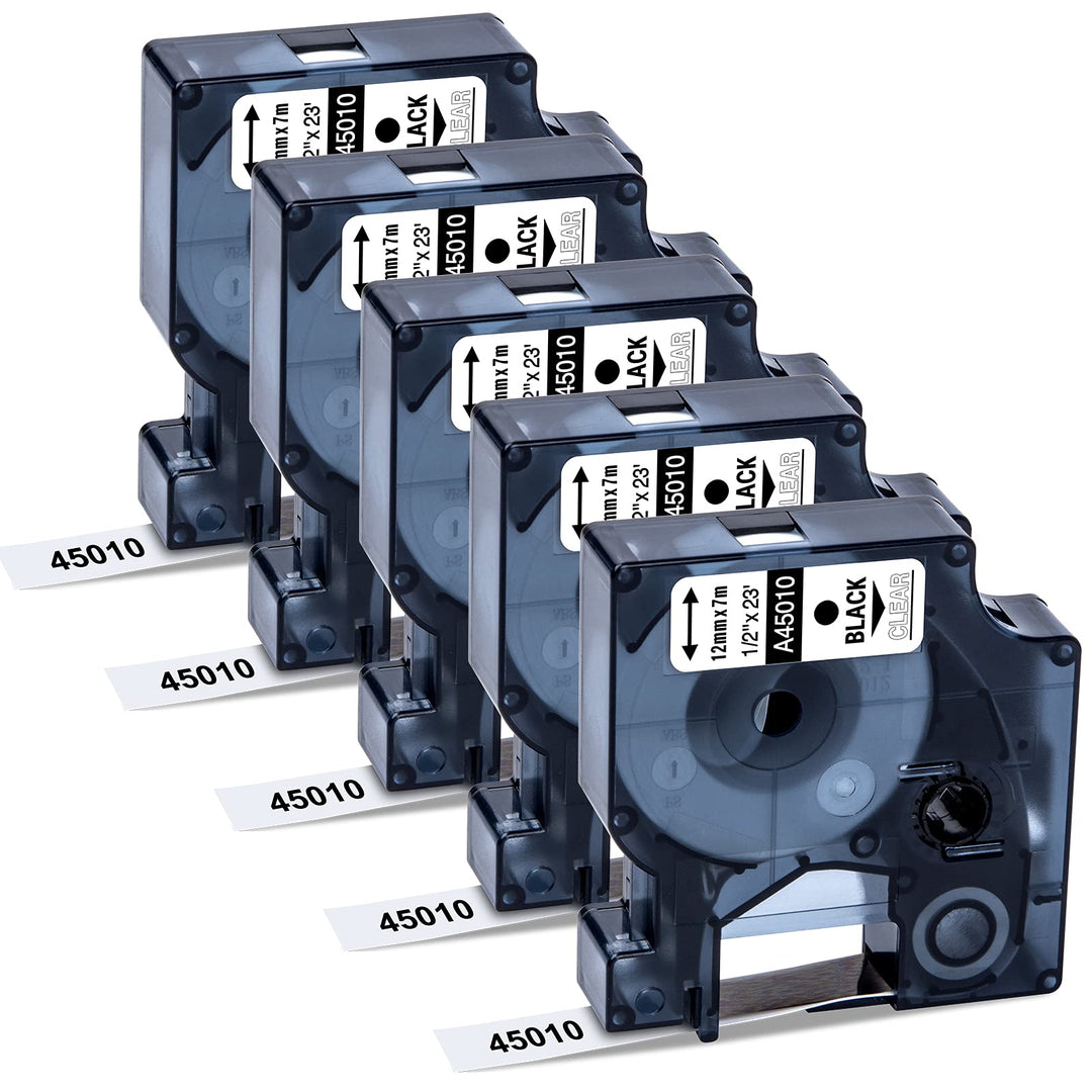 MarkField 12mm x 7m Schriftbänder kompatibel mit Dymo D1 45010 S0720500 Clear Etikettenband, Etikett
