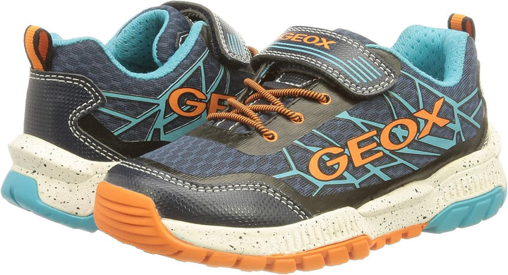 Geox Mädchen J Tuono Boy BSneakers 28 EU Navy Orange, 28 EU Navy Orange