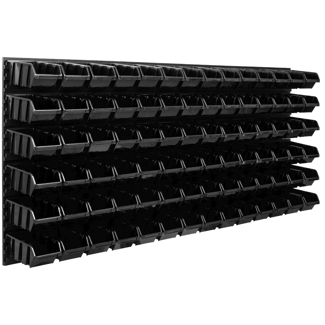 Lagersystem Werkstattregal | 172 x 78 cm | 84 stck. Box | Wandregal mit Stapelboxen - Wandplatten Ex