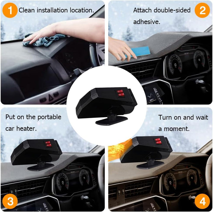 12V 200W Auto Heizlüfter Defroster, Riloer Tragbare Anti-Fog 2-In-1 Heizung/Kühlung Mini-Autoheizung