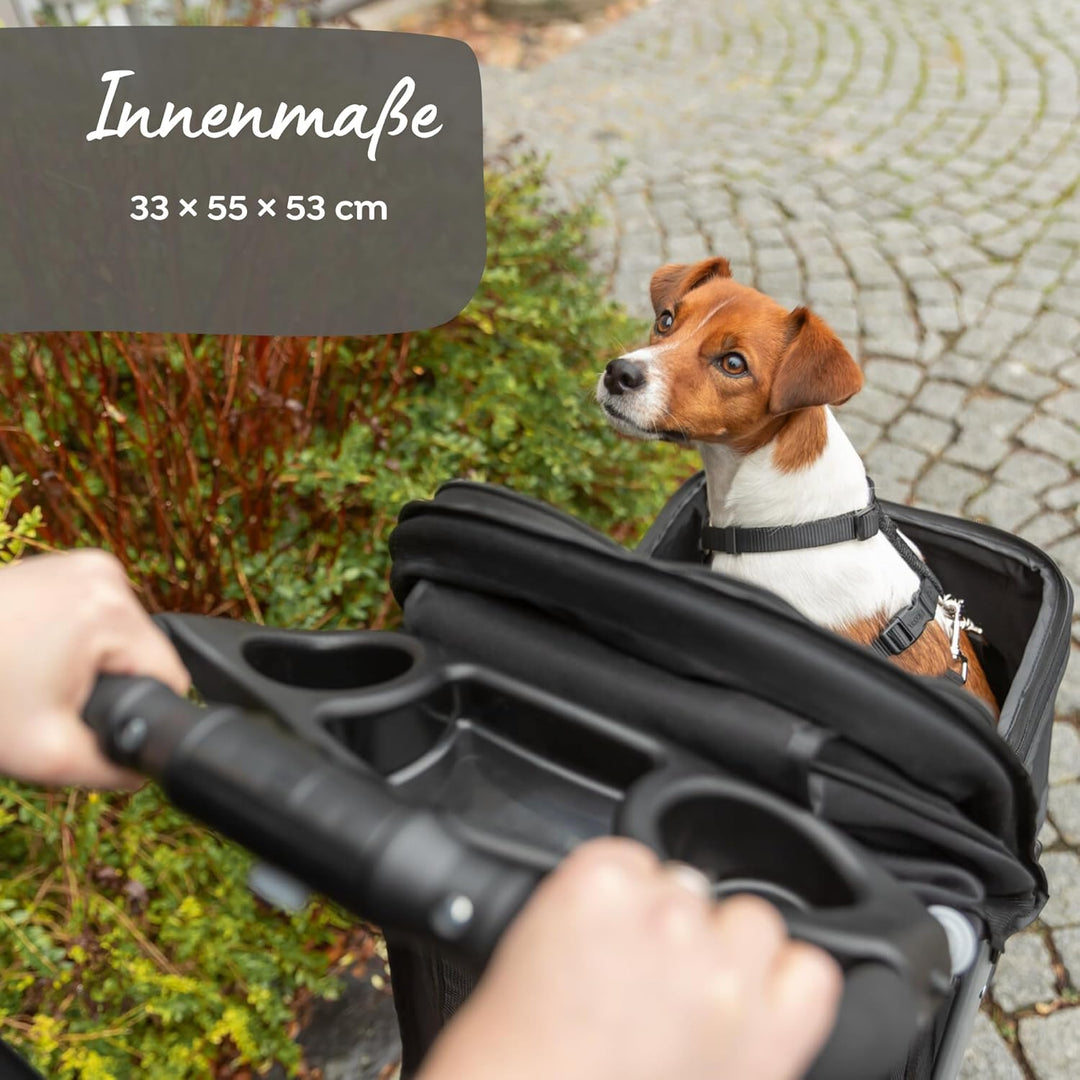 TRIXIE Buggy für Hunde, 47 × 100 × 80 CM, 4,6 kg - extra leicht, schwarz, bis 11 kg belastbar - 2895