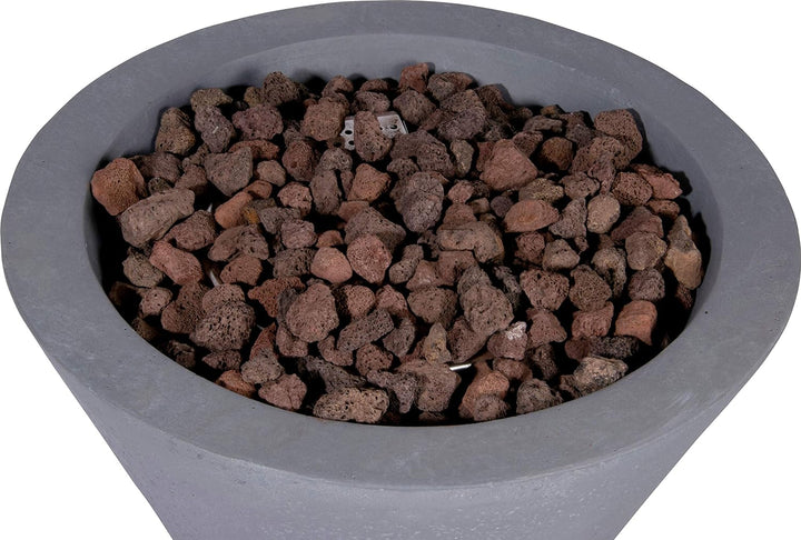 dobar® 35439e Lava-Ofen "Conico" - Gaskamin Outdoor aus Magnesia - Gasfeuerstelle mit Lavasteinen -