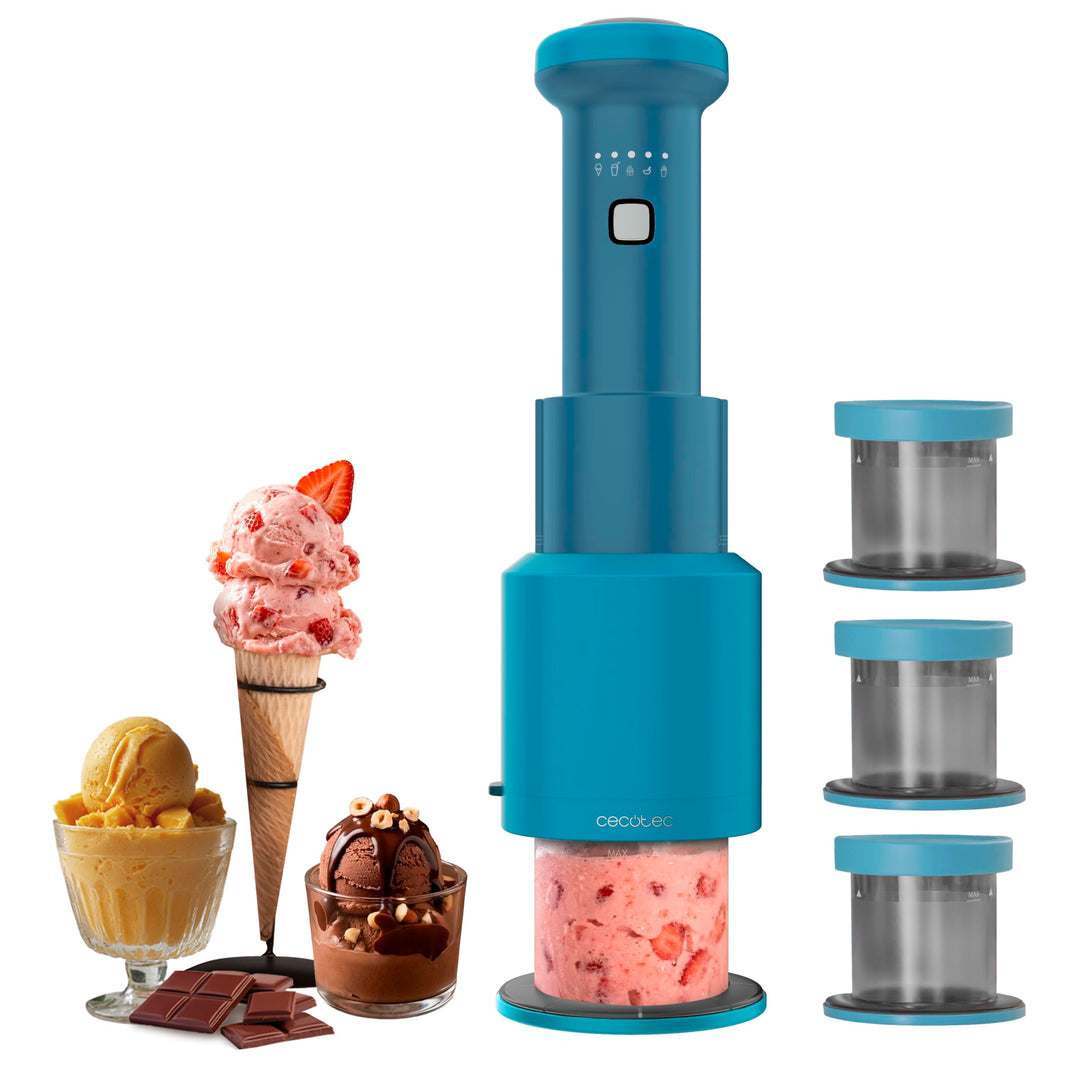 Cecotec Eismaschine Gelatec EasyMove, 5 Programme für Eis, Sorbet, Mix-ins, Slush und Shake, vertika