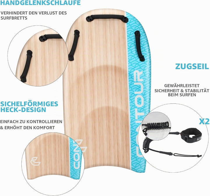 Thurso SURF DuoSlider Bodyboard mit Griffen, 114,4 cm, EPS-Kern, IXPE-Deck, HDPE Glatte Unterseite