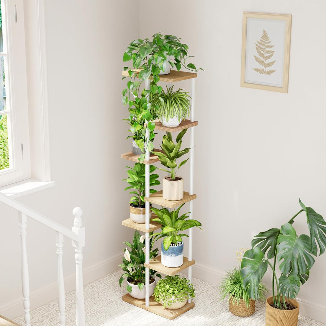Bamworld Blumenständer Pflanzenständer Pflanzenregal Blumenregal Blumenständer holz 7 Etagen Metall