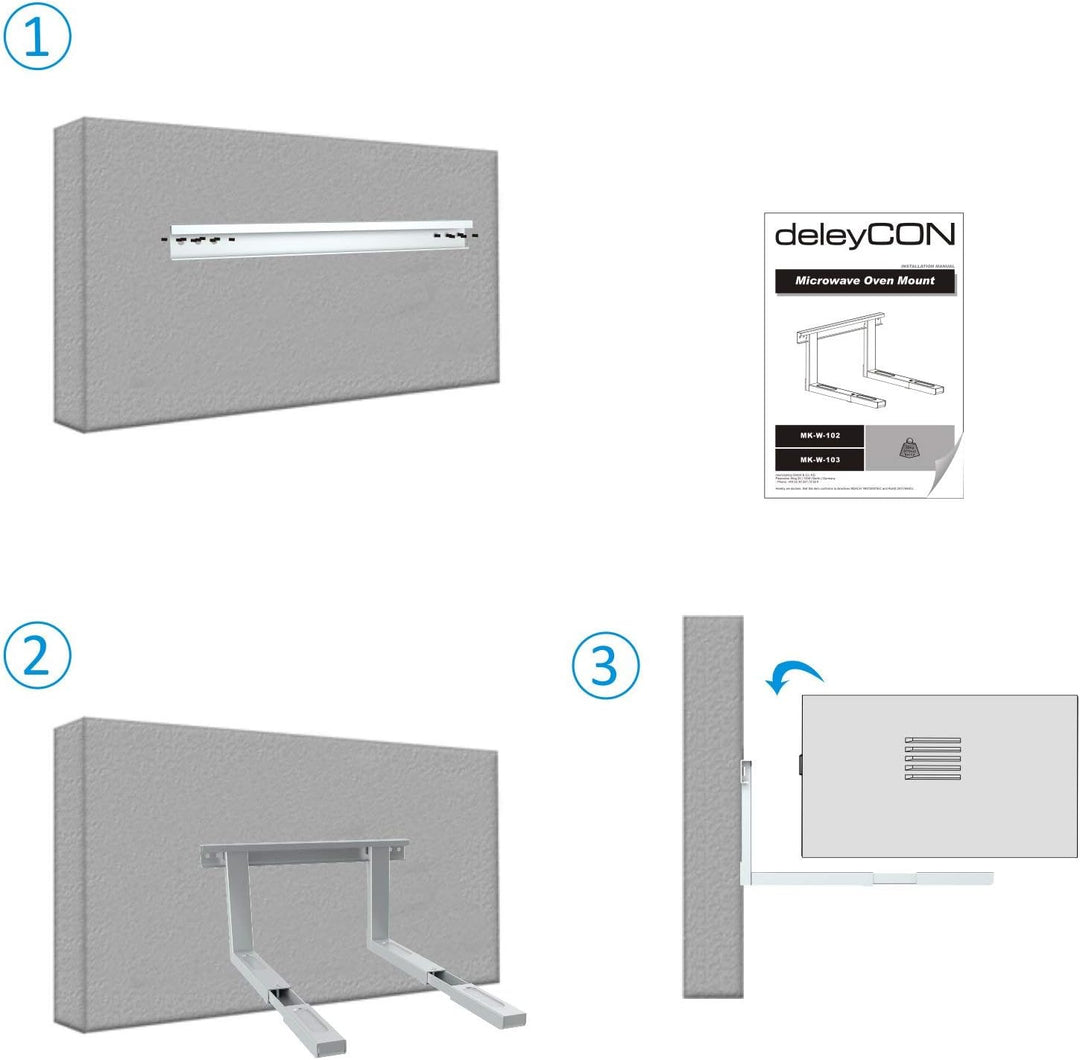 deleyCON Universal Mikrowellenhalterung Wandhalterung Microwelle bis 35Kg Ausziehbar bis 53,5cm Back