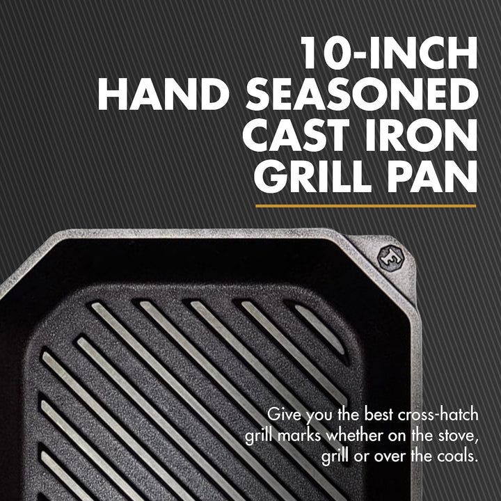 FINEX 25,4 cm Gusseisen-Grillpfanne, Grillpfannen mit überlegener Wärmeverteilung, nahezu antihaftbe