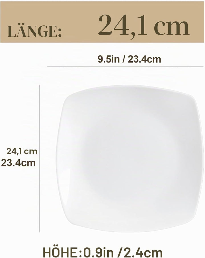 MALACASA, Serie Julia, 12 TLG. Set KLEIN Flachteller Porzellan Essteller Speiseteller für 12 Persone