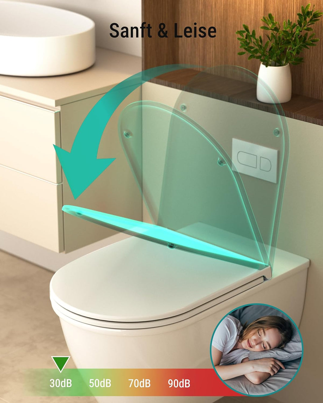 HySail Hochwertiger Toilettendeckel mit Absenkautomatik, Schnellverschluss und Hygienischer Oberfläc