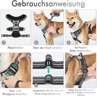 rabbitgoo Hundegeschirr Mittelgrosse Hunde Anti Zug Geschirr Hund mit Kontrolle No Pull Verstellbar