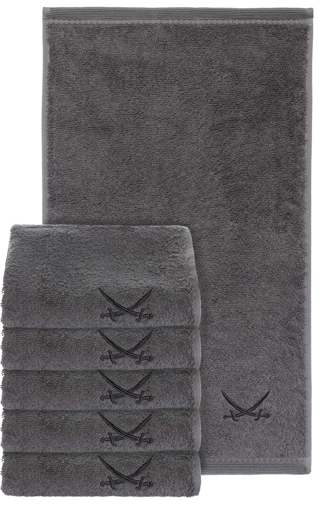 Sansibar Gästetuch 6er Set 30x50 cm mit gesticktem Säbel Logo Set Handtuch Seiftuch 100% Baumwolle A