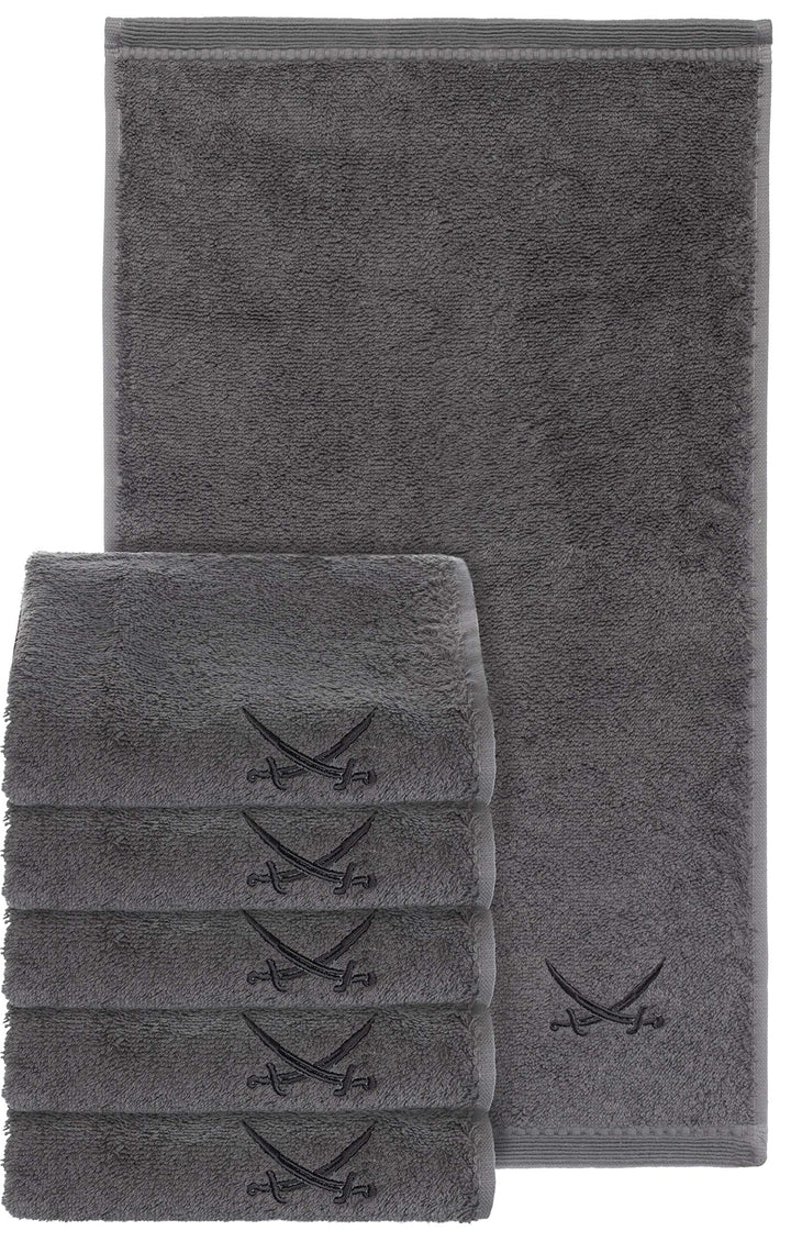 Sansibar Gästetuch 6er Set 30x50 cm mit gesticktem Säbel Logo Set Handtuch Seiftuch 100% Baumwolle A