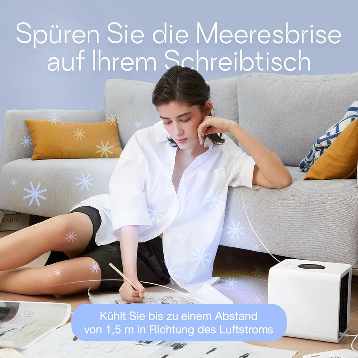 Evapolar evaLIGHT Plus Luftkühler & Luftbefeuchter - Tragbarer Kühl-Ventilator mit Vollspektrum-LED-