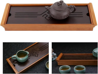 Tee Tablett,Bambus Tee Tablett Tasse Teller Traditionelle chinesische Art Serviertablett Kung Fu Tee