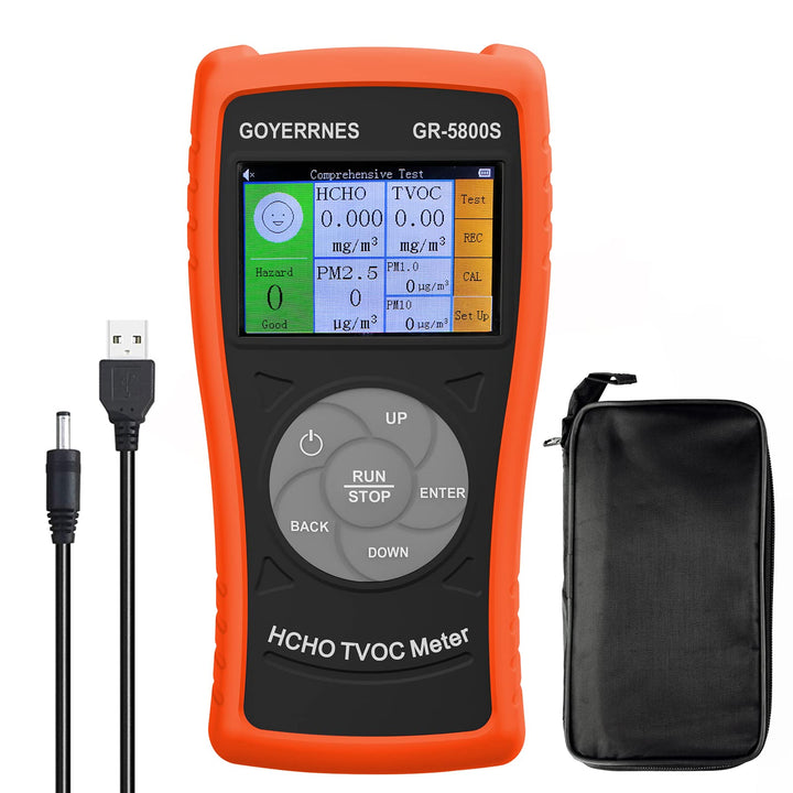 luftqualitätsmonitor,GR-5800S HCHO/TVOC Detektor mit PM2.5 Partikelzähler, Multifunktionaler Luftgas