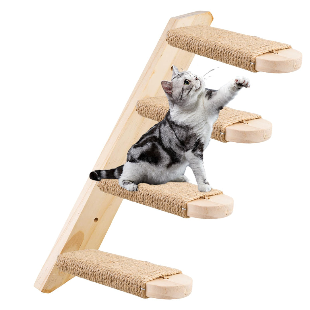 Kletterwand und Leiter für Katzen aus massiver Eiche – Möbel bis 15 kg