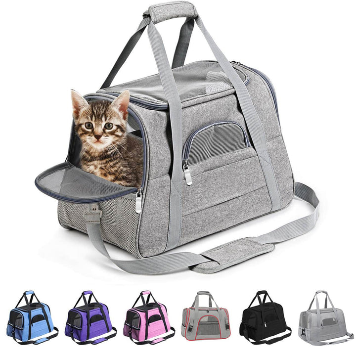 kleine Hunde Transportbox,transportbox Katze, Atmungsaktive und Faltbare Hundebox mit Verstellbarem,