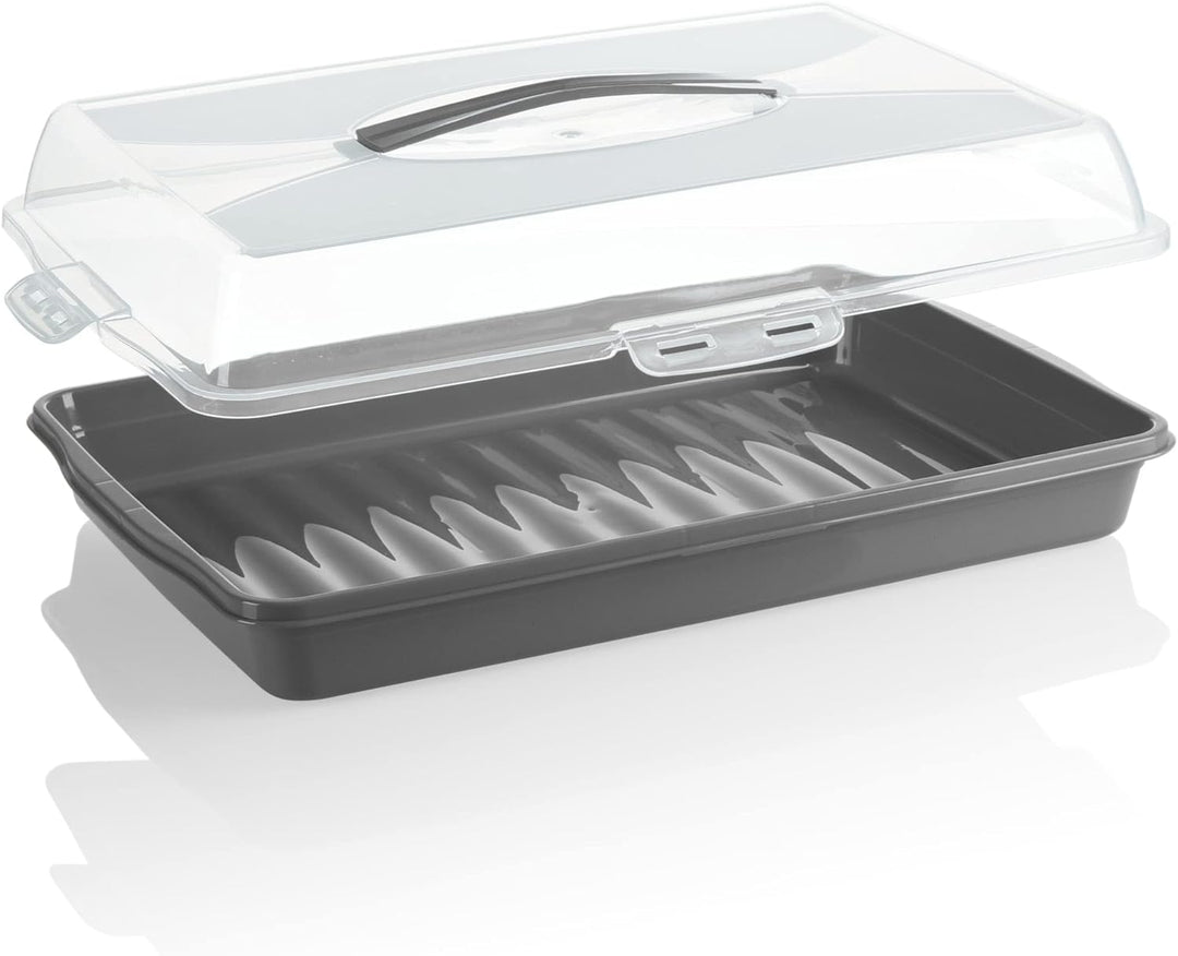 com-four® Kuchenbehälter - Transportbox für Kuchen und Lebensmittel - Aufbewahrungsbehälter mit Deck