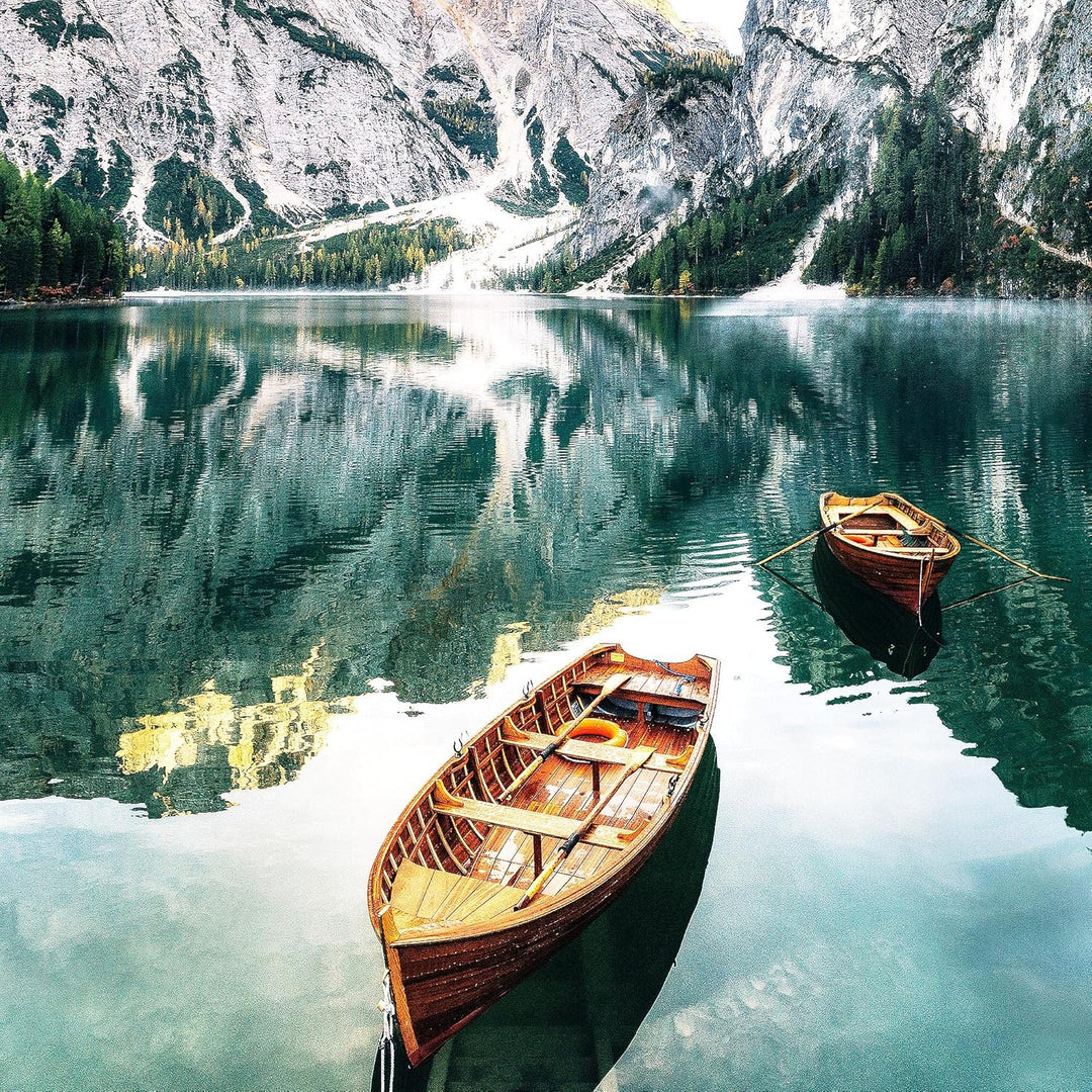 Novart Wandbilder Set See Berge grün Natur - KEIN EXTRA RAHMEN BENÖTIGT - Modern Deko - Wohnzimmer S