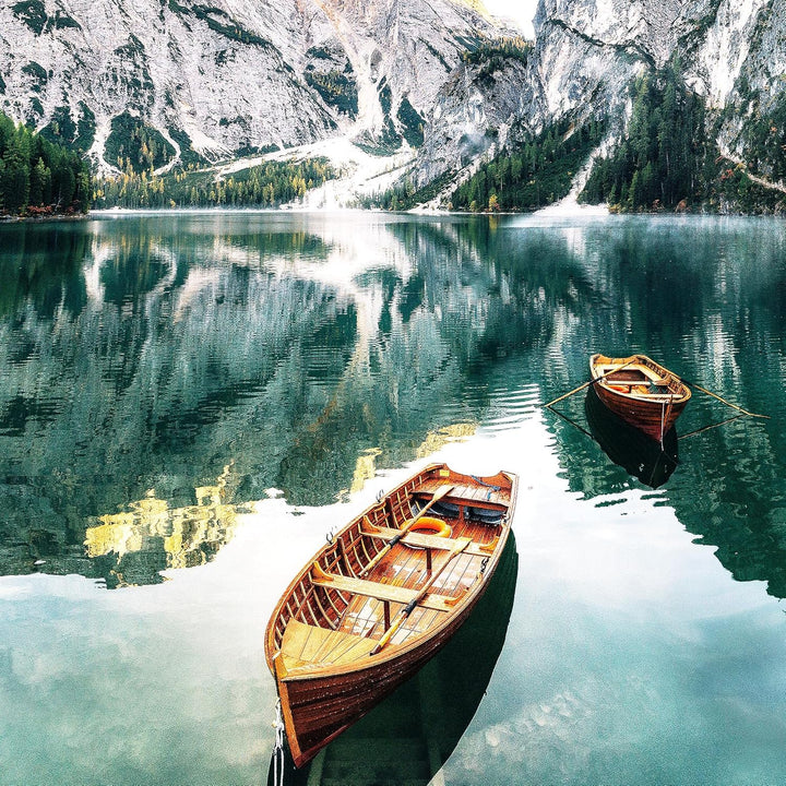 Novart Wandbilder Set See Berge grün Natur - KEIN EXTRA RAHMEN BENÖTIGT - Modern Deko - Wohnzimmer S