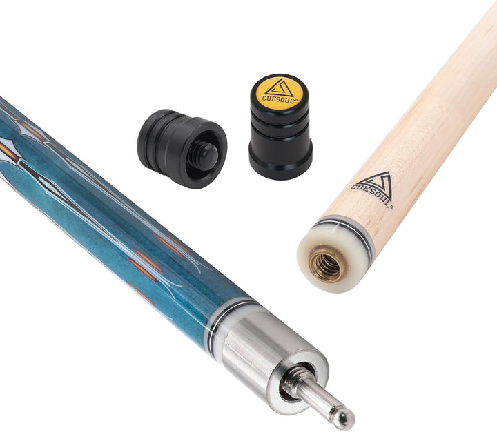 CUESOUL 58 Zoll Pool-Queue,21oz,13 mm Spitze, Billard-Queue mit Irish Wrap, verpackt in blau/brauner