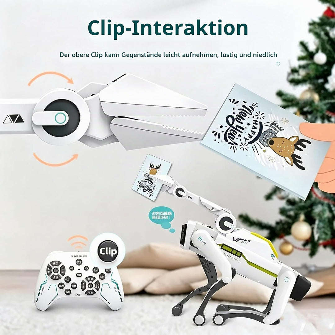 X-Verse 8008 RC Roboter Hund, Sprach und Interagieren mit Langarm Clip, Programmierbarer Tanz Musik