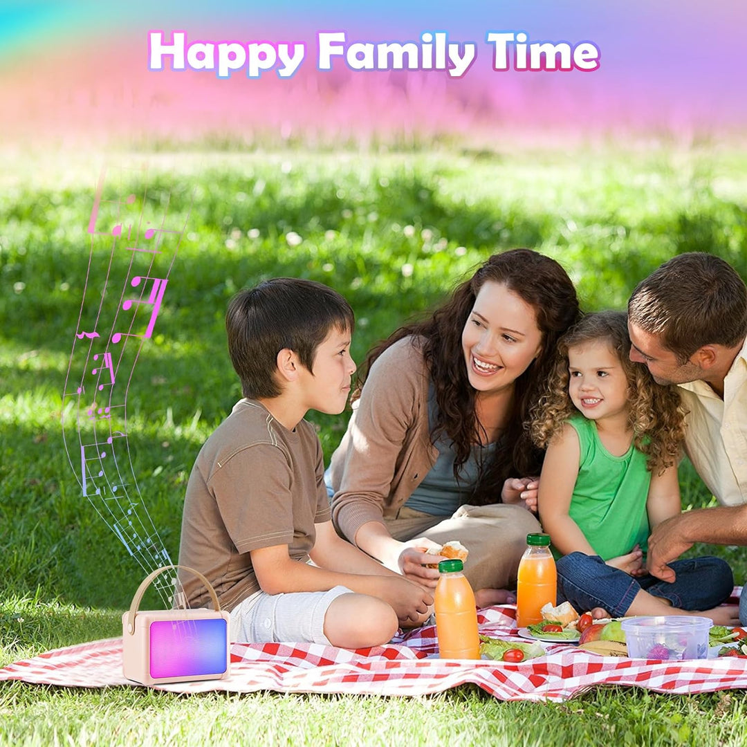 Giecy Karaoke Maschine mit 2 mikrofonen, Mini Bluetooth Karaoke Anlage mit mikrofon kinder, PA-Syste