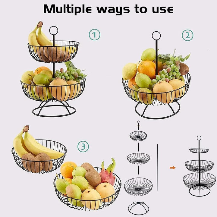 Obst Etagere 3 Stöckig, Obstkorb Etagere Metall, Stabil Obstschale Snackbar Obst und Gemüse Aufbewah