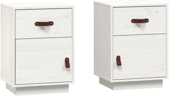 FIRBNUS Bedside Table Nachtkonsole Beistelltisch mit Stauraum Night Stand Nachttische 2er Set Weiss