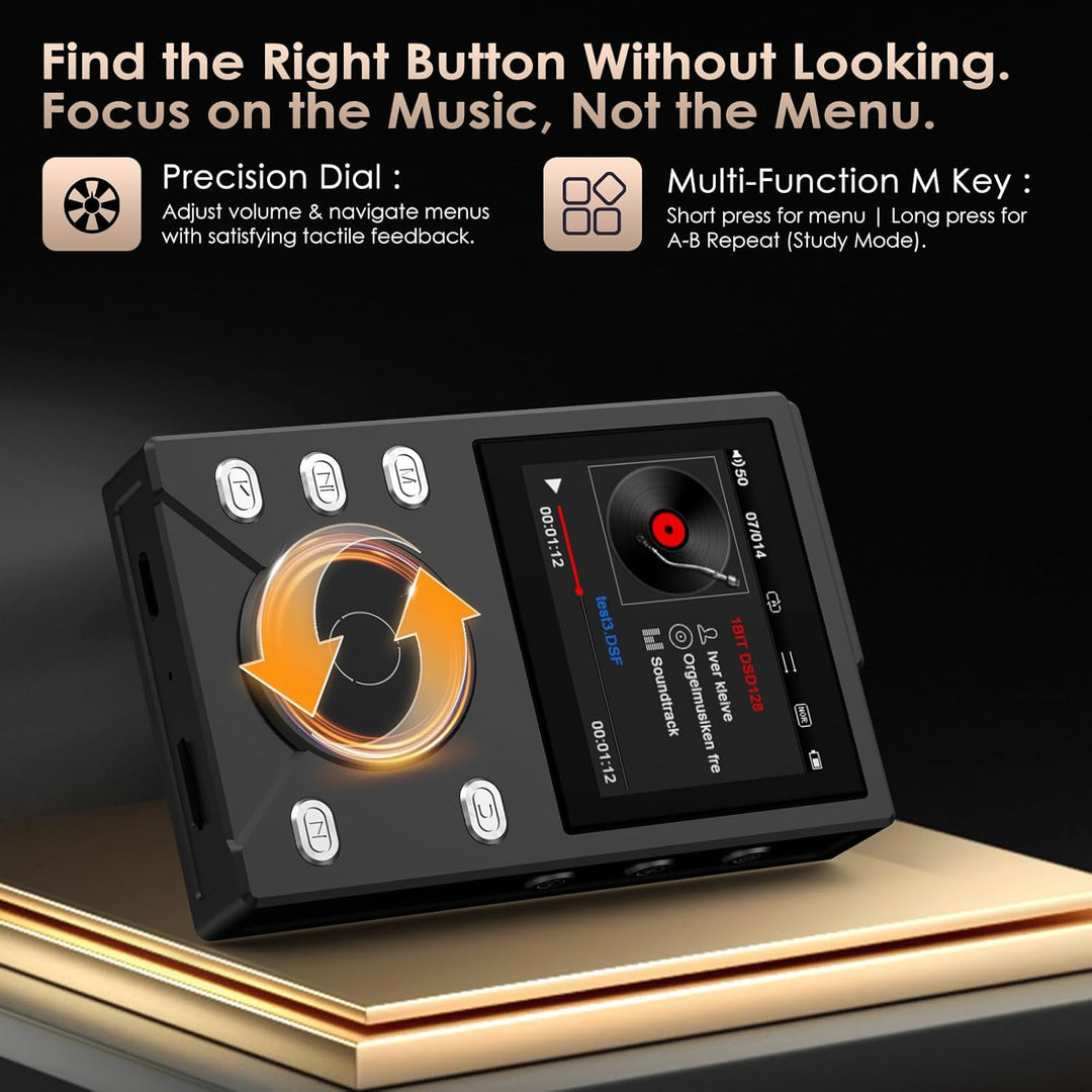 Gueray 16GB HiFi MP3 Player mit Bluetooth 5.3 Verlustfreier High-Resolution Digital Audio Music Play