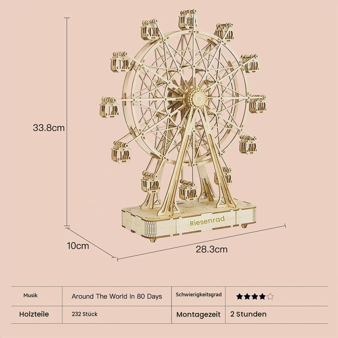 Rolife 3D Puzzle Riesenrad Spieldose Modellbausatz Holzbausatz Erwachsene mit Musik für Kinder und E