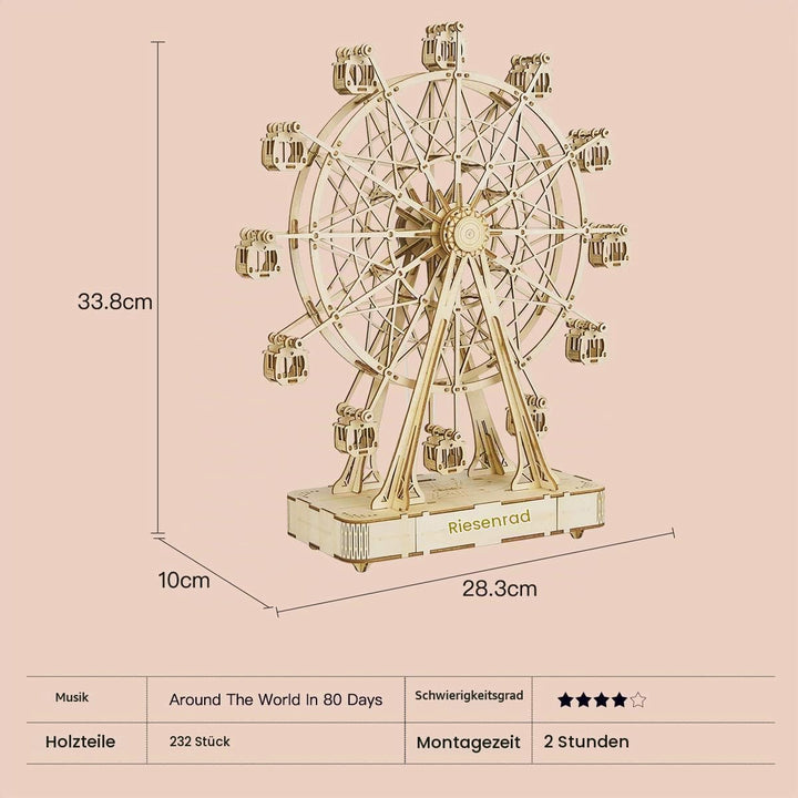 Rolife 3D Puzzle Riesenrad Spieldose Modellbausatz Holzbausatz Erwachsene mit Musik für Kinder und E