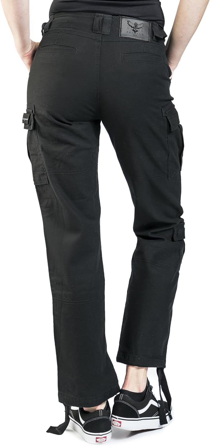Black Premium by EMP Damen Schwarze Cargoshose mit seitliche Einschubtaschen und Gesässtaschen 27W /