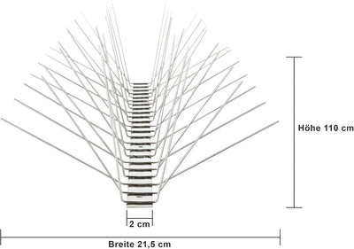 Profi Edelstahl Taubenspikes 6 Reihig - Effektive Taubenabwehr- Vogelabwehr Edelstahlleiste Spikes f