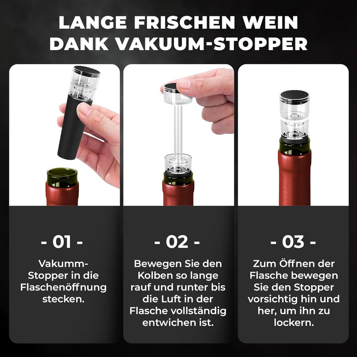VINENCO Weinkühler Set, Flaschenkühler + Dekanter 3-in-1 Premium Wein Zubehör: Edelstahl Flaschen-We