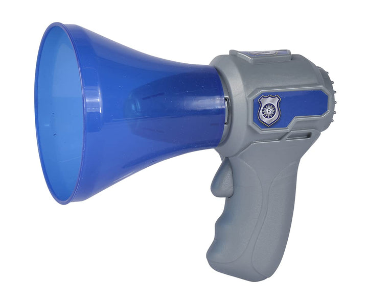 Simba 108101004 - Polizei Megafon, mit Stimmenverzehrer Funktion, Knopf für Sirenen Sound, 16cm, Rol