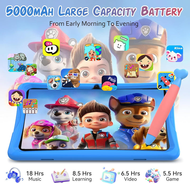 TABWEE K10 Kinder Tablet 10 Zoll, 12 GB RAM + 64 GB ROM (TF 2 TB) Kids Tablet mit Elternkontrolle, S