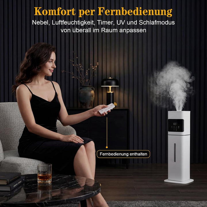 GFTIME 8L Luftbefeuchter für Schlafzimmer mit Hygrostat, Weiss
