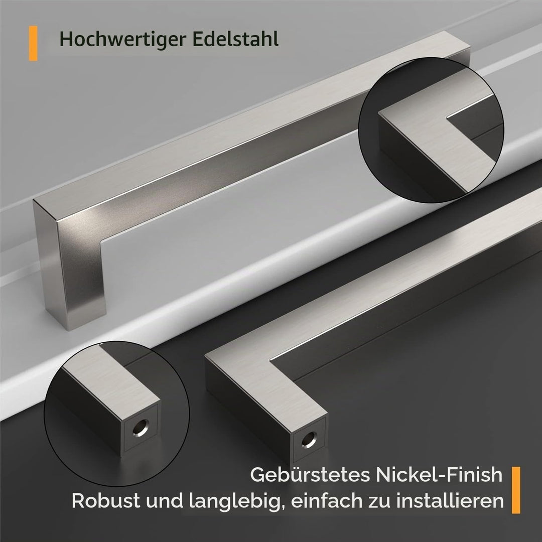 Amerdeco 10 Stück Möbelgriffe Gebürsteter Nickel Edelstahl-76mm Bohrlochabstand – Schrankgriffe, Küc