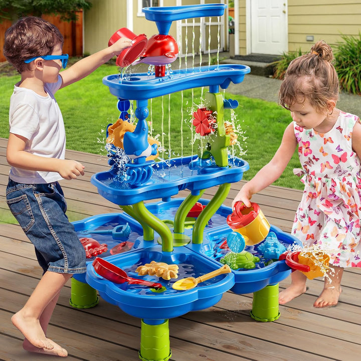 JUKUDAHU Wasserspieltisch für Kinder 3-8 Jahre, Wassertisch Wasserfallteich | Sommerliche Outdoor St