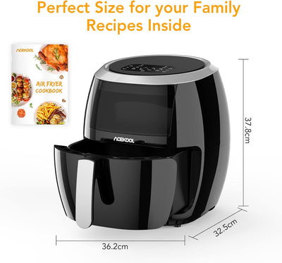 Heissluftfritteuse, Heissluftfritteuse onhe Öl 8L 1800W, Air Fryer mit Sichtfenster, Einstellbare Te