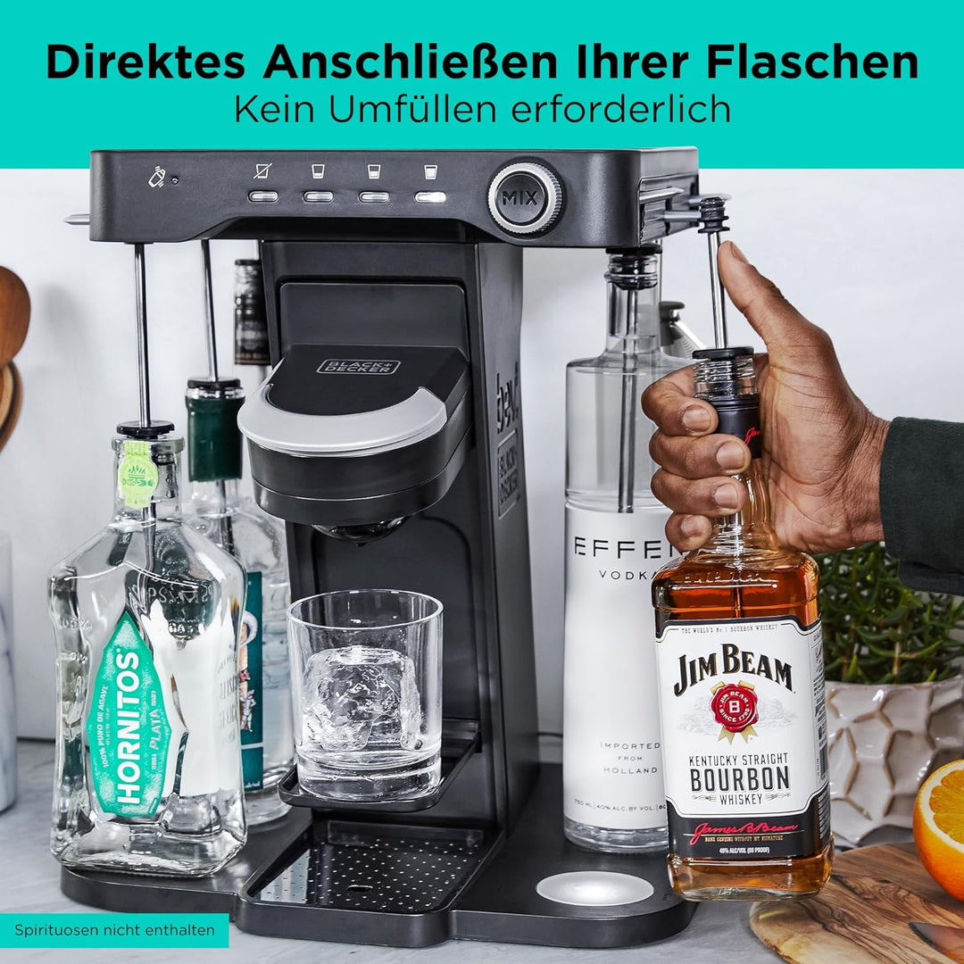 Black+Decker BEV Cocktail-Maschine BEHB101 (individuelle Cocktails auf Knopfdruck, Platz für 5 Spiri