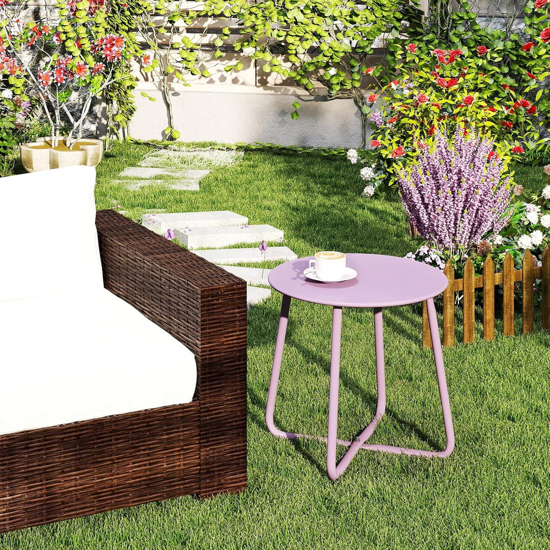 HollyHOME Beistelltisch Outdoor Balkontisch Klein Gartentisch Rund Beistelltisch Metall Wetterfest L