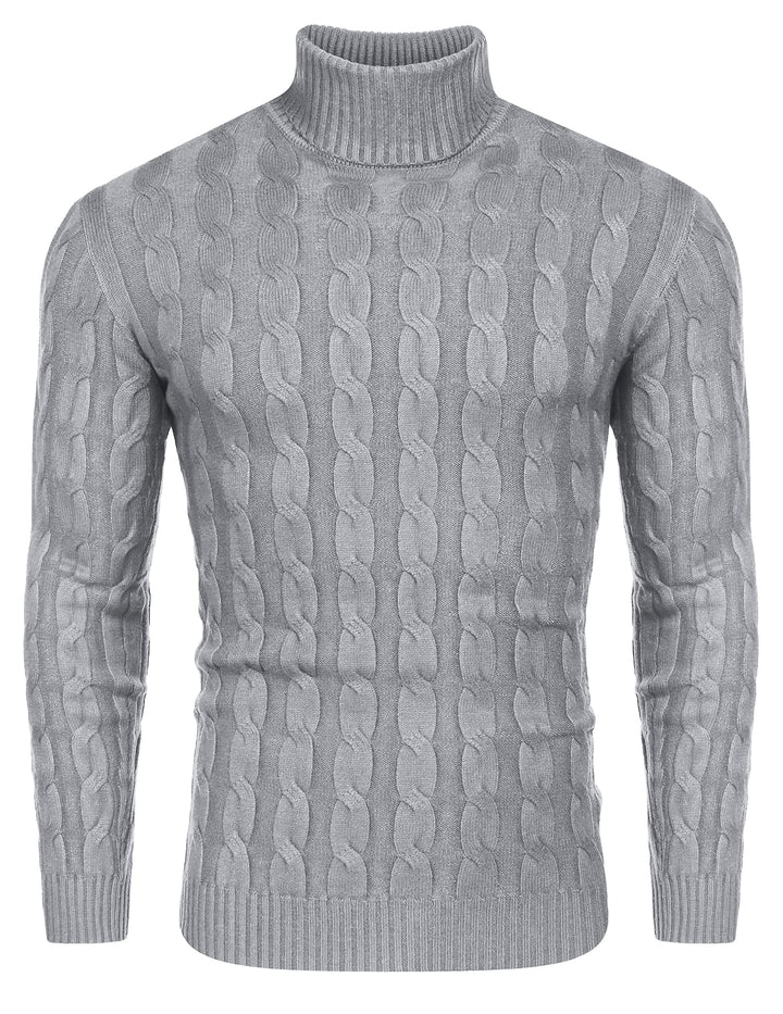 COOFANDY Herren Rollkragen Pullover Basic Strickpullover Zopfmuster Sweatershirt Männer Pullover Swe