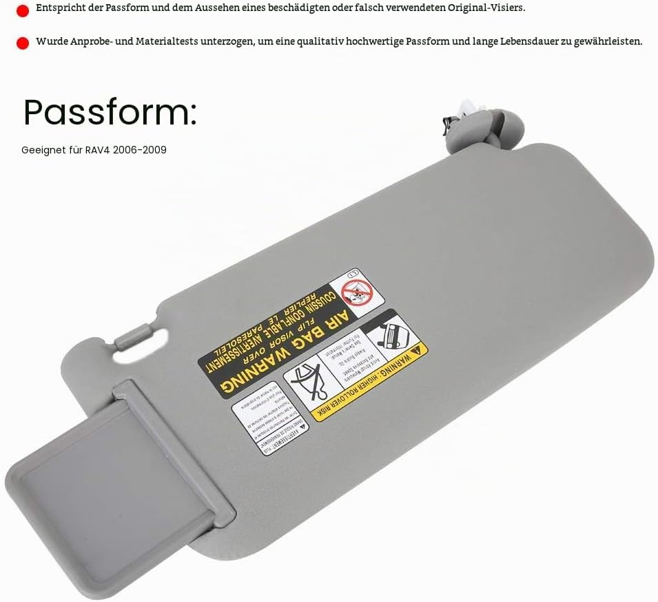 Auto Grau Linke Fahrerseite Sonnenblende 7432006800 - B0 Passend für 7432042501 - B2 Passend für RAV